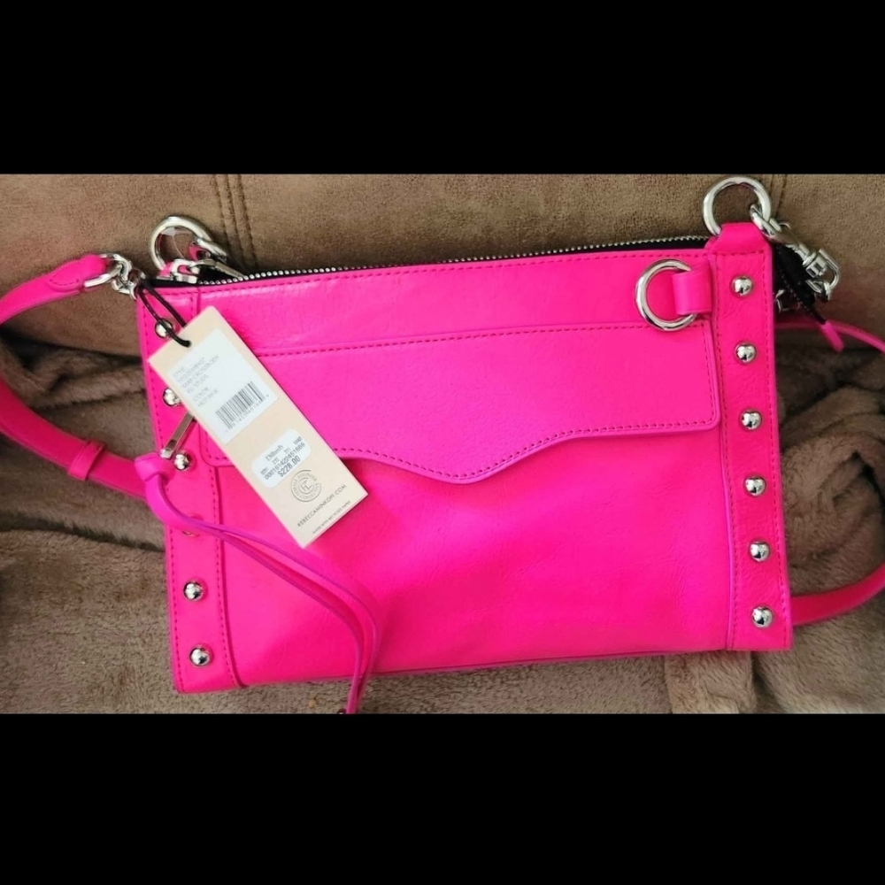 Rebecca Minkoff Hot Pink Studded Crossbody Bag,》 Nwt ● 228$ Valu ■ Firm